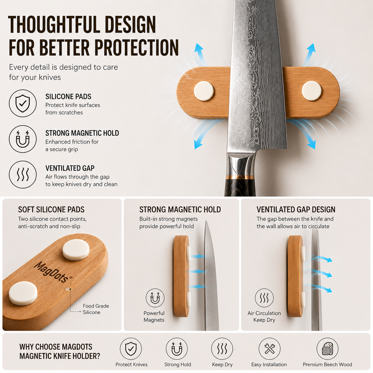Silicone Magnetic Kitchen Knif - Magnetic Knife Strip avis et prix