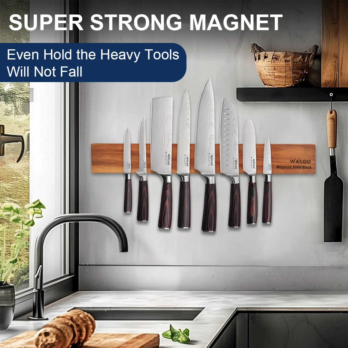Acacia Wood Magnetic Knife Hol - Magnetic Knife Strip avis et prix