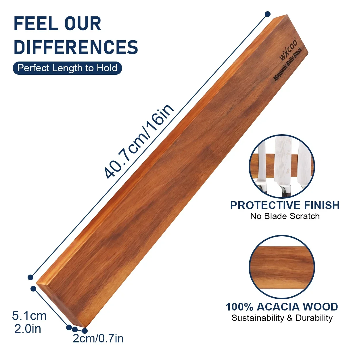 Acacia Wood Magnetic Knife Hol - Magnetic Knife Strip avis et prix