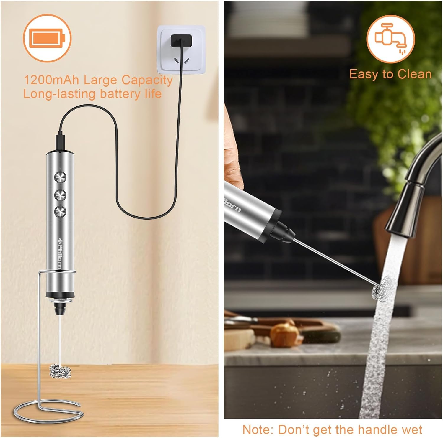 Rechargeable Milk Frother with - Milk Frother avis et prix